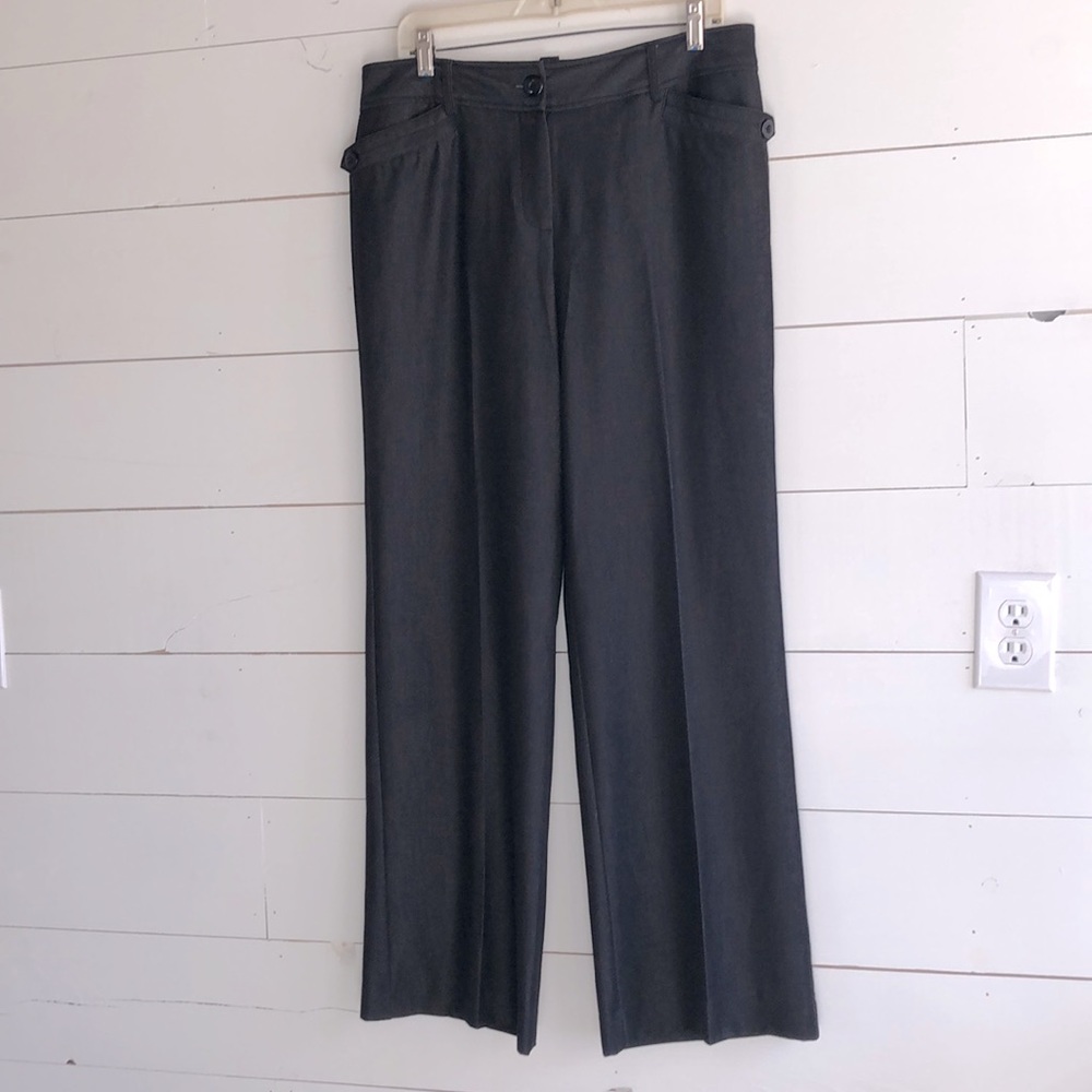 Larry Levine Stretch Polyester Blend Slacks Trousers Size 12 Charcoal Gray